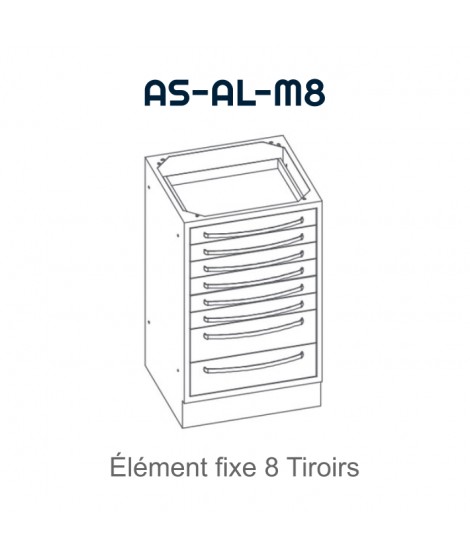Element fixe avec 8 tiroirs