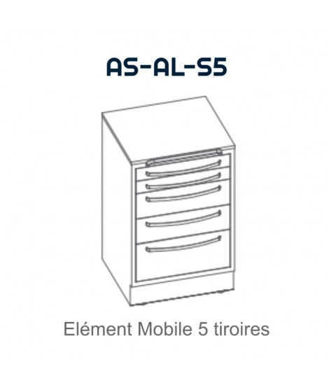 Element mobile avec 5 tiroirs