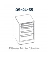 Elément mobile avec 5 tiroirs