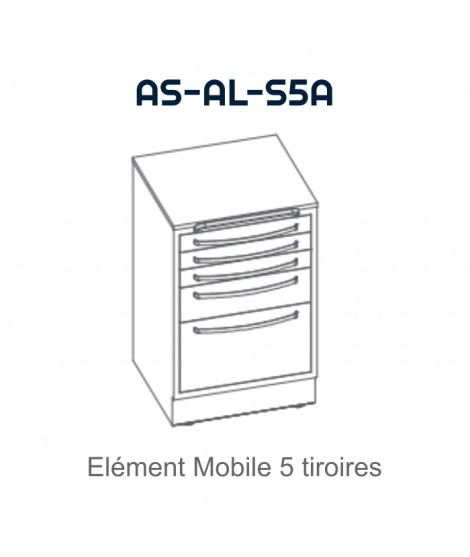 Element mobile avec 5 tiroirs