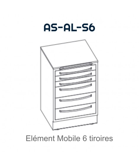 Element mobile avec 6 tiroirs
