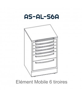 Element mobile avec 6 tiroirs